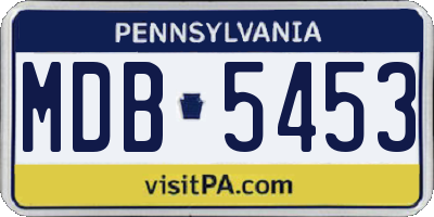 PA license plate MDB5453