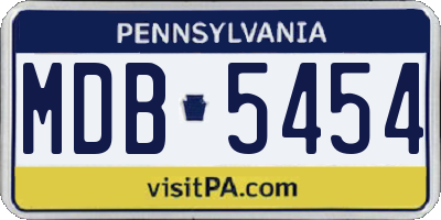 PA license plate MDB5454