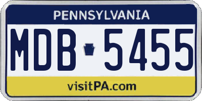 PA license plate MDB5455