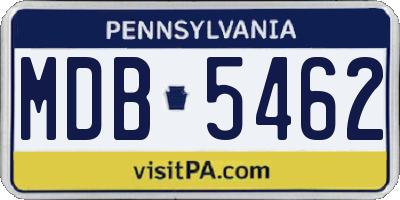 PA license plate MDB5462