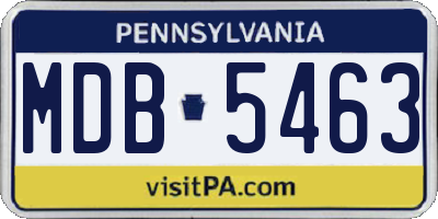 PA license plate MDB5463