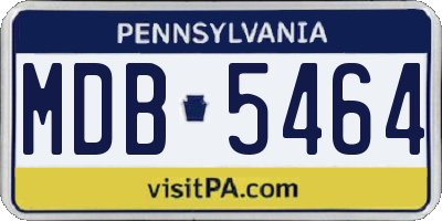 PA license plate MDB5464