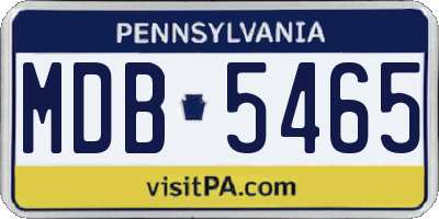 PA license plate MDB5465