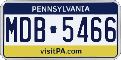 PA license plate MDB5466