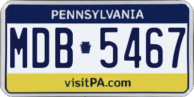 PA license plate MDB5467