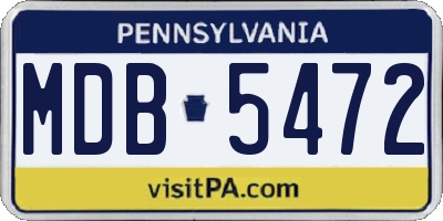 PA license plate MDB5472