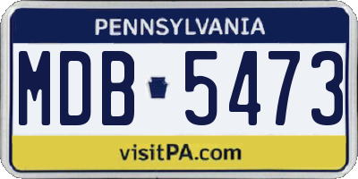 PA license plate MDB5473