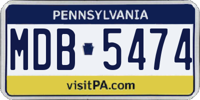 PA license plate MDB5474