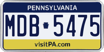 PA license plate MDB5475