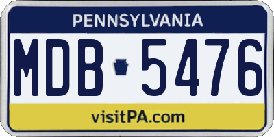 PA license plate MDB5476