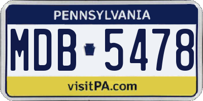 PA license plate MDB5478
