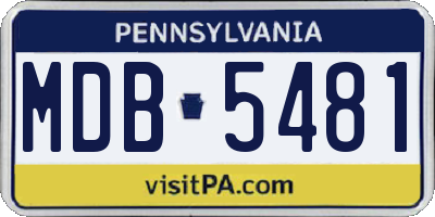 PA license plate MDB5481