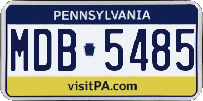 PA license plate MDB5485