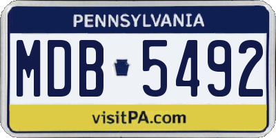 PA license plate MDB5492