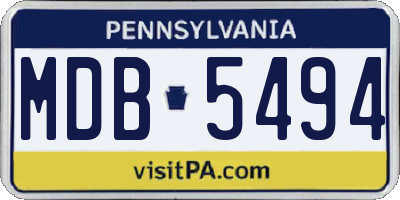 PA license plate MDB5494