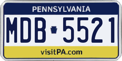 PA license plate MDB5521
