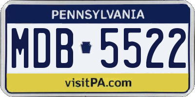 PA license plate MDB5522