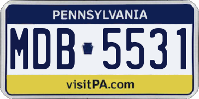 PA license plate MDB5531