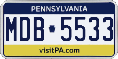 PA license plate MDB5533