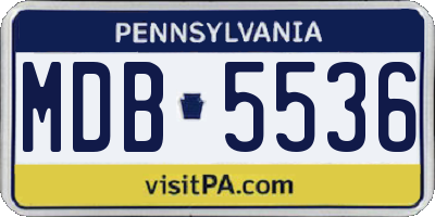 PA license plate MDB5536