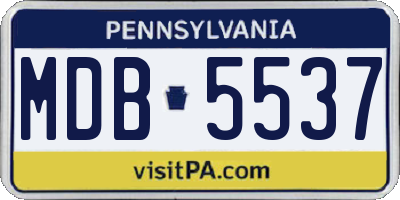 PA license plate MDB5537