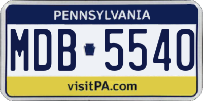 PA license plate MDB5540