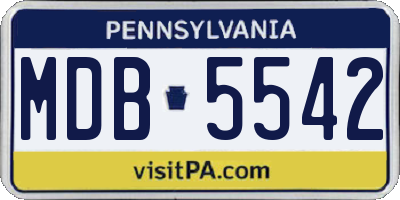 PA license plate MDB5542