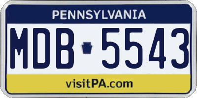 PA license plate MDB5543