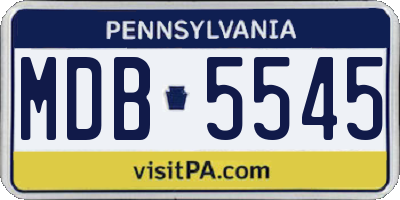 PA license plate MDB5545