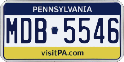 PA license plate MDB5546
