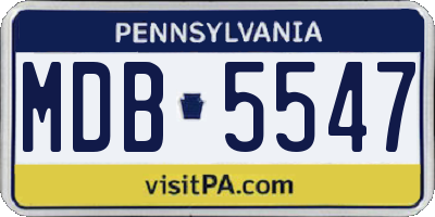 PA license plate MDB5547