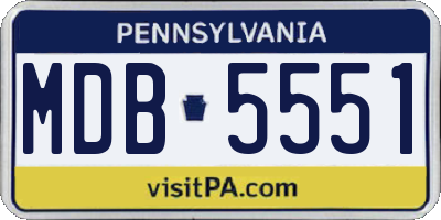 PA license plate MDB5551