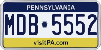 PA license plate MDB5552