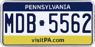PA license plate MDB5562