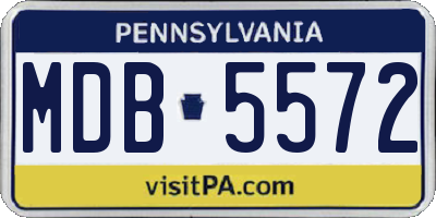 PA license plate MDB5572
