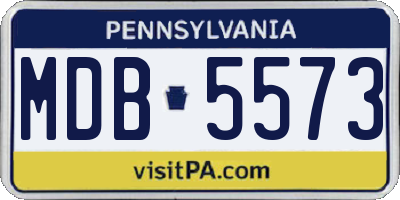 PA license plate MDB5573