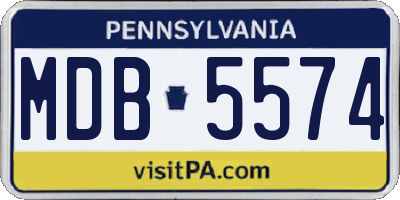PA license plate MDB5574