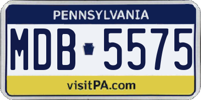 PA license plate MDB5575