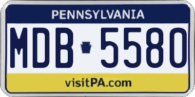 PA license plate MDB5580