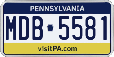 PA license plate MDB5581