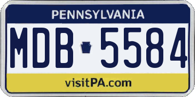PA license plate MDB5584