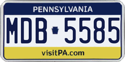 PA license plate MDB5585