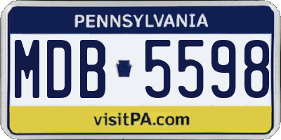 PA license plate MDB5598