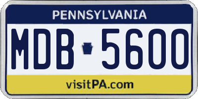 PA license plate MDB5600