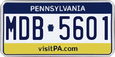 PA license plate MDB5601