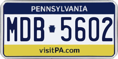 PA license plate MDB5602