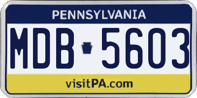 PA license plate MDB5603