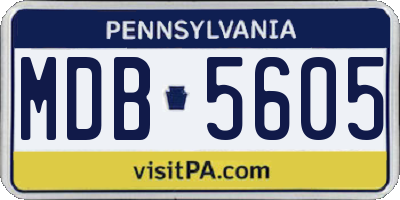 PA license plate MDB5605