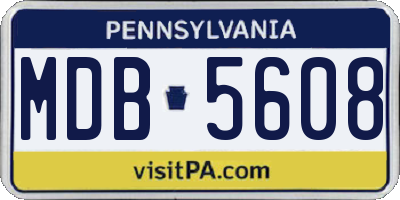 PA license plate MDB5608