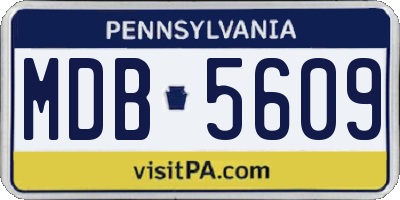 PA license plate MDB5609